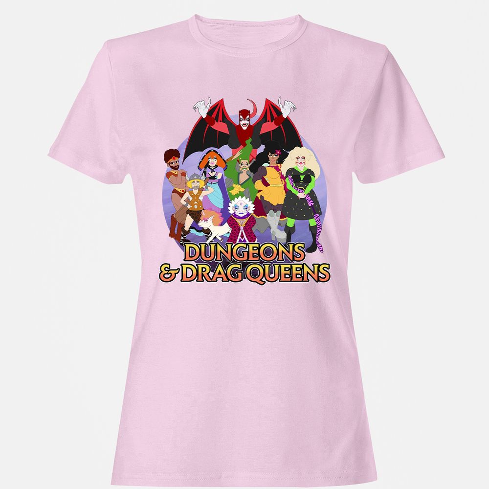 Dungeons n Drag Queens Cartoon Women's T-Shirt - Light Pink - 9
