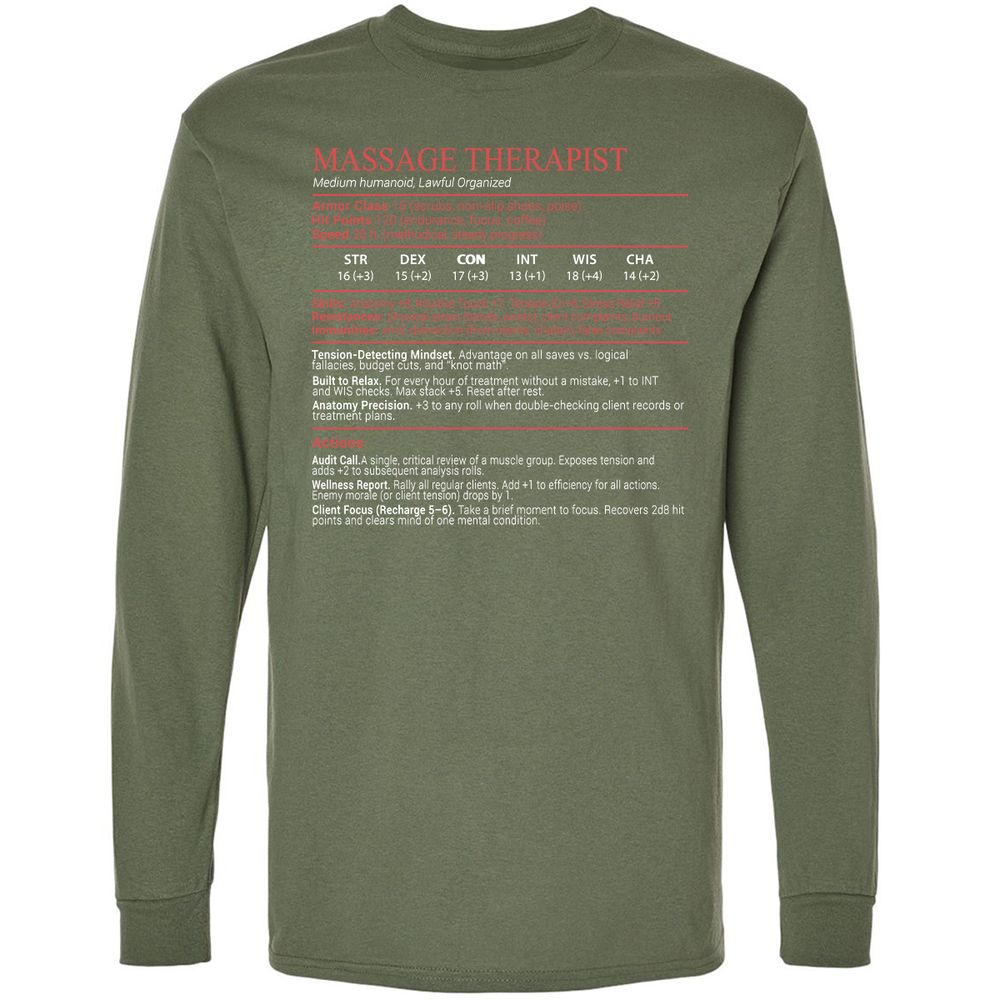 Massage Therapist Stats Block - Military Green - 9