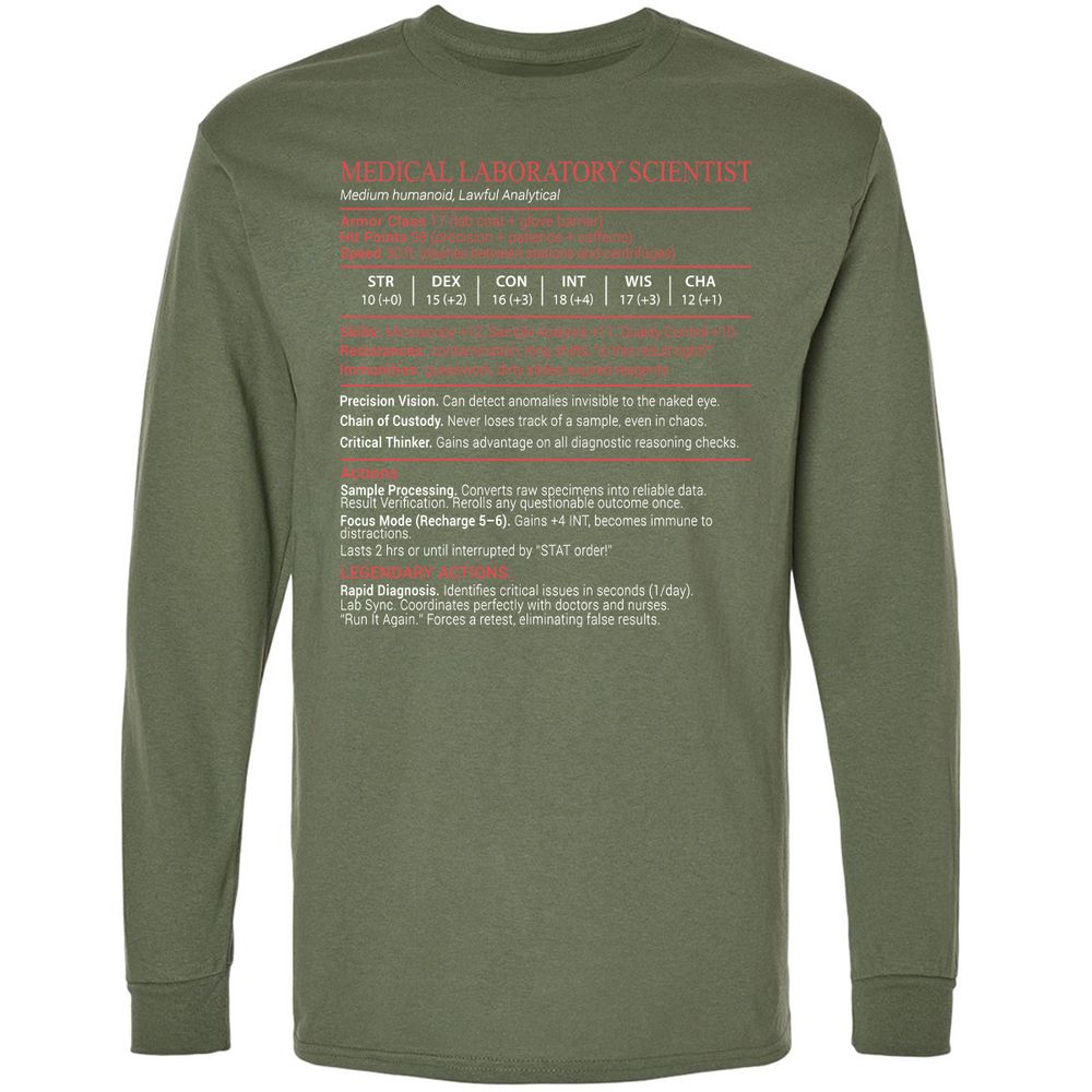 Medical Laboratory Scientist Stats Block - Military Green - 9