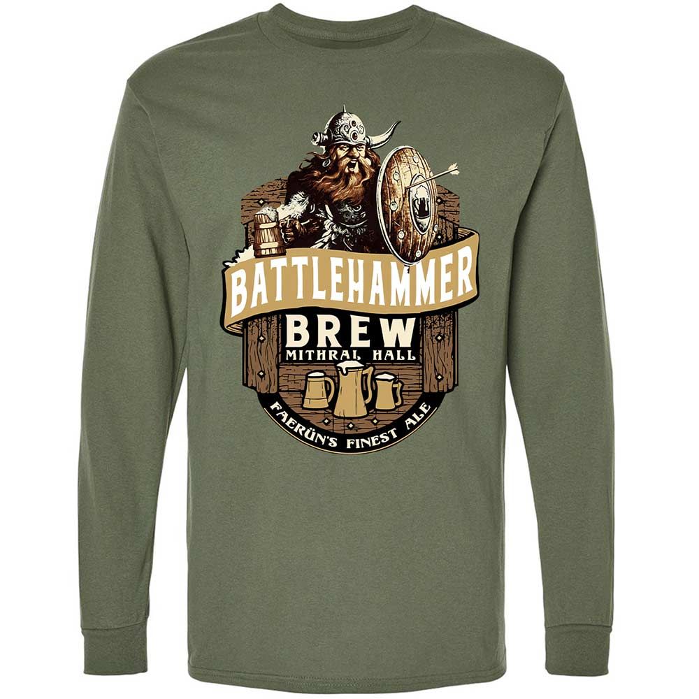 Battlehammer Brew Long Sleeve T-Shirt - Military Green - 9