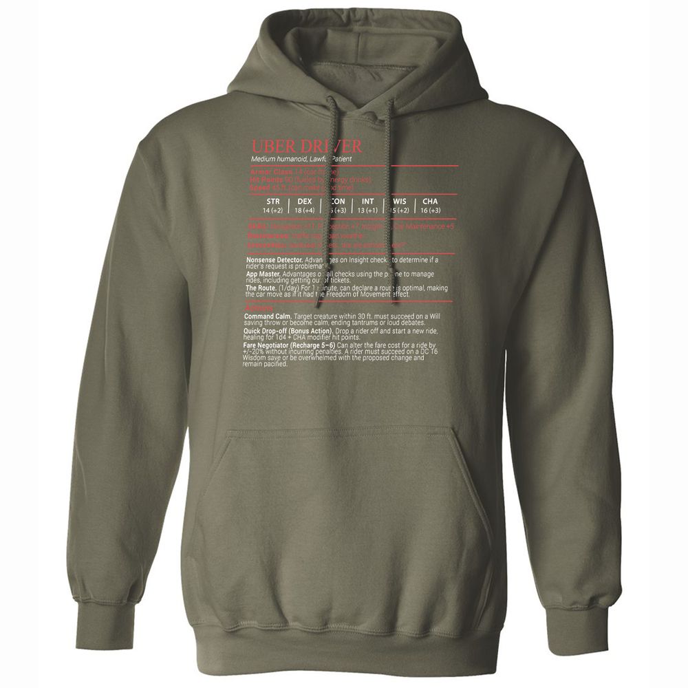 Uber Driver Stats Block Classic Unisex Hoodie - Military Green - 9