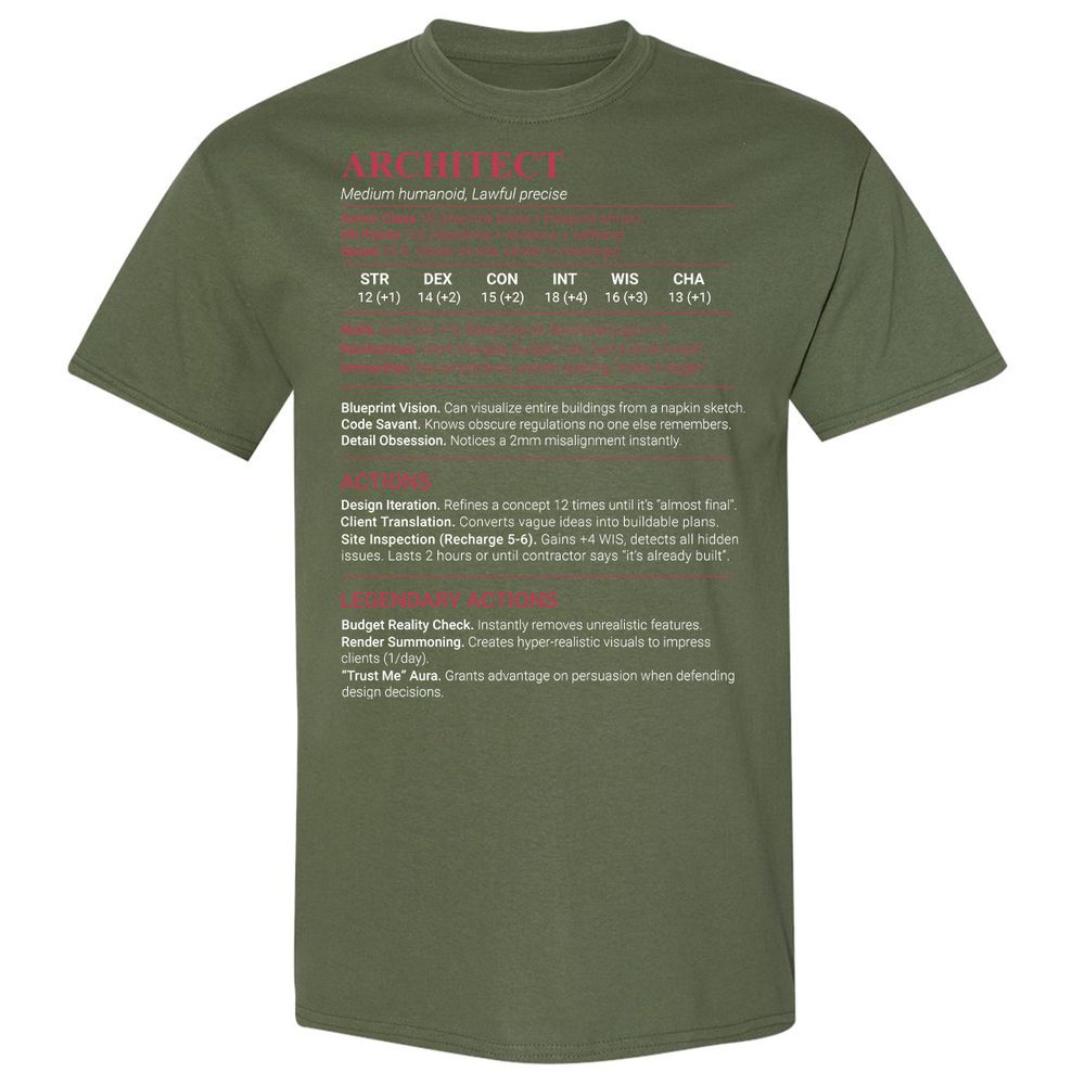 Architect Stats Classic Unisex T-Shirt - Military Green - 9