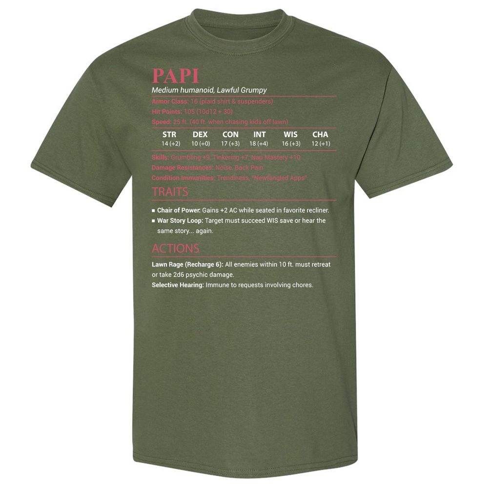 Papi Stats Classic Unisex T-Shirt - Military Green - 9