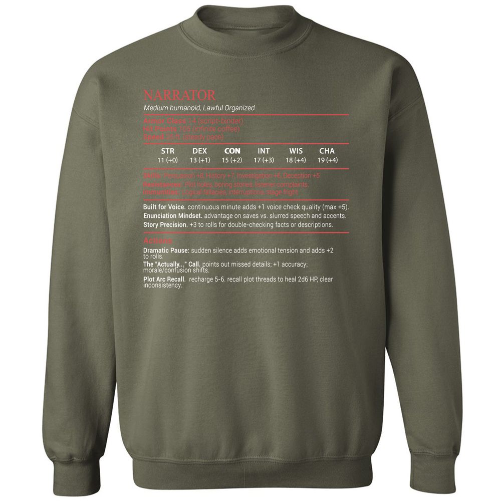 Narrator Stats Block - Military Green - 9