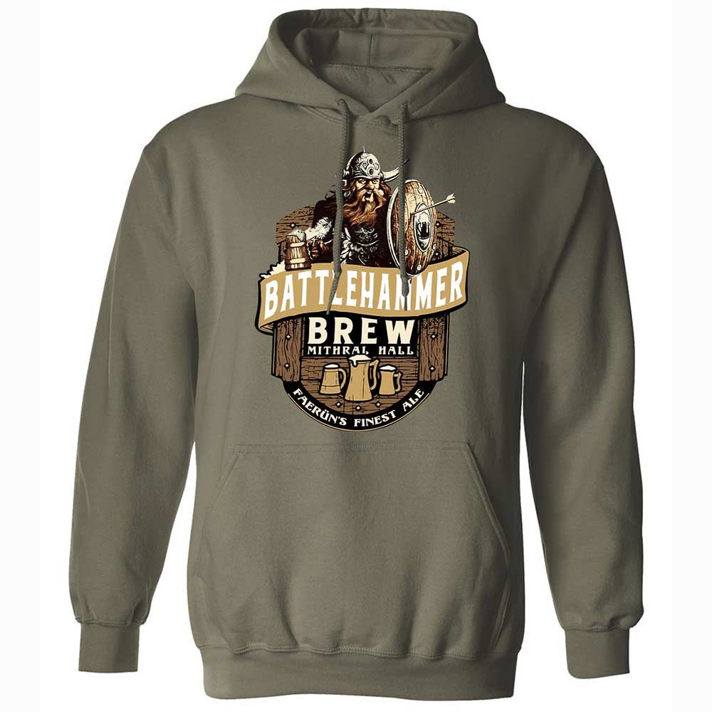 Battlehammer Brew Classic Unisex Hoodie - Military Green - 9