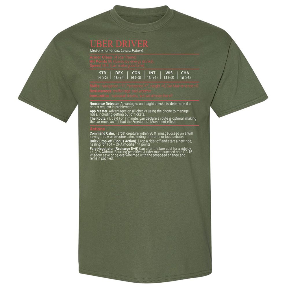 Uber Driver Stats Block Classic Unisex T-Shirt - Military Green - 9
