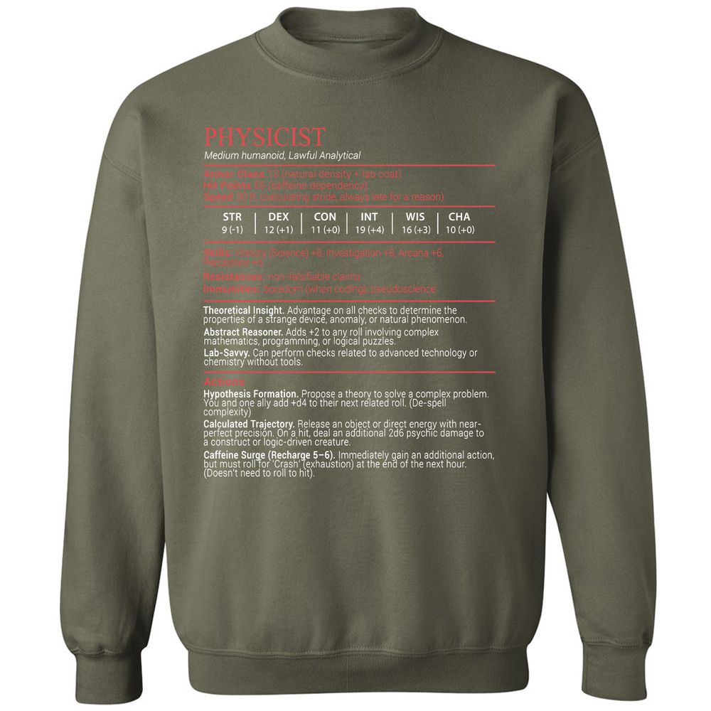 Physicist Stats Block - Military Green - 9