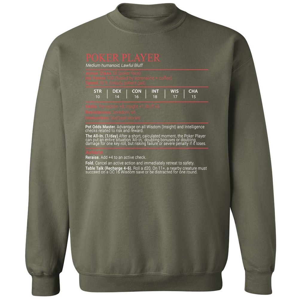 Poker Player Stats Block - Military Green - 9