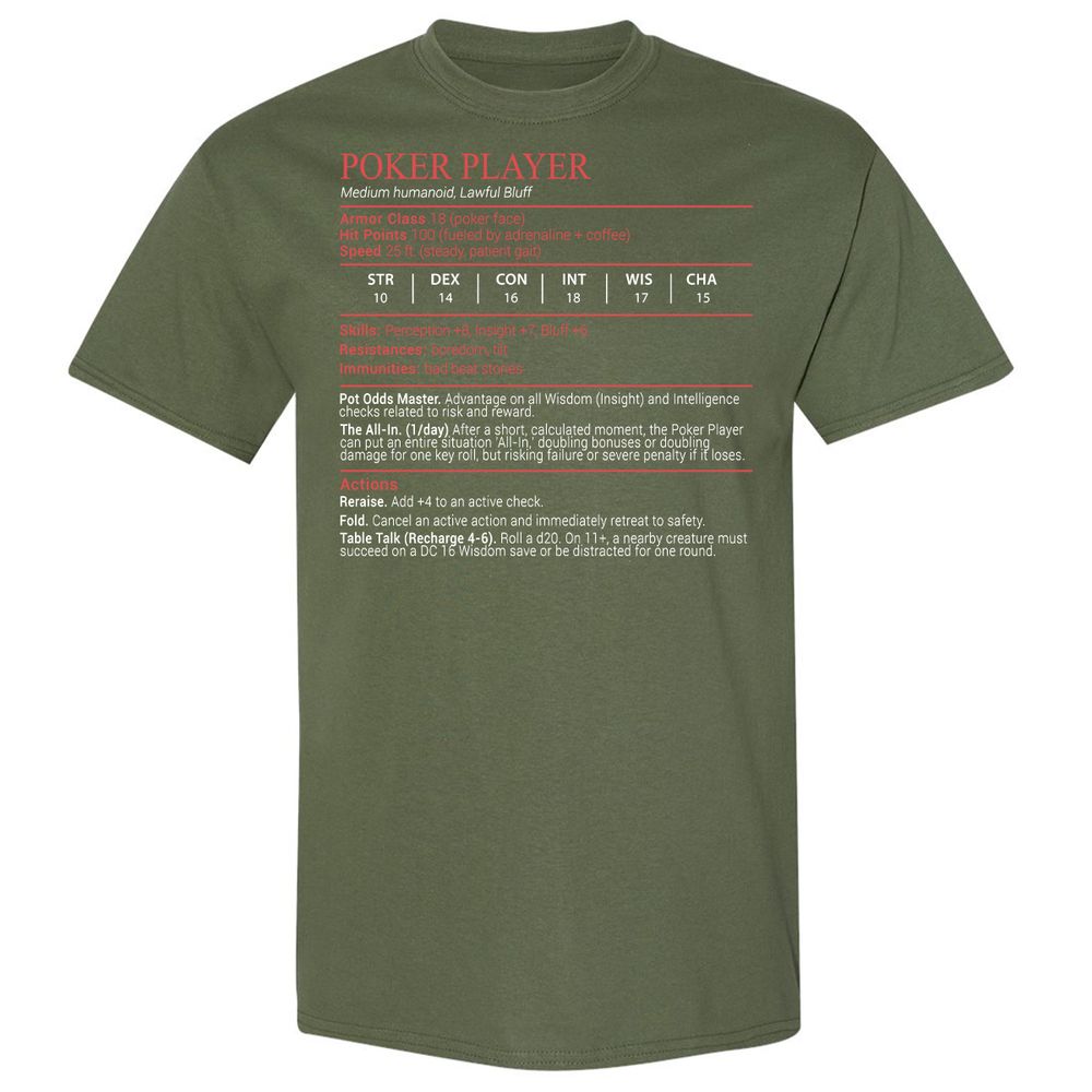 Poker Player Stats Block - Military Green - 9