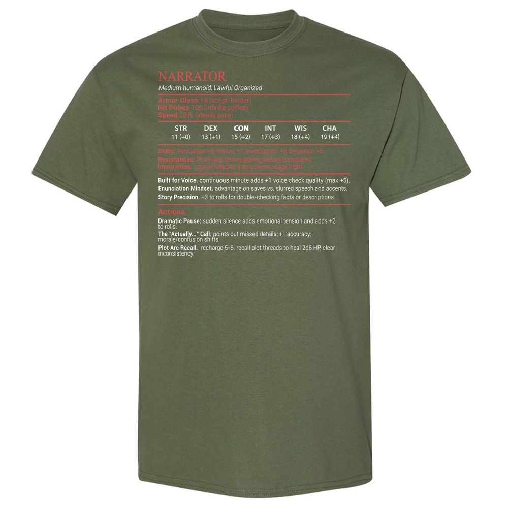 Narrator Stats Block - Military Green - 9
