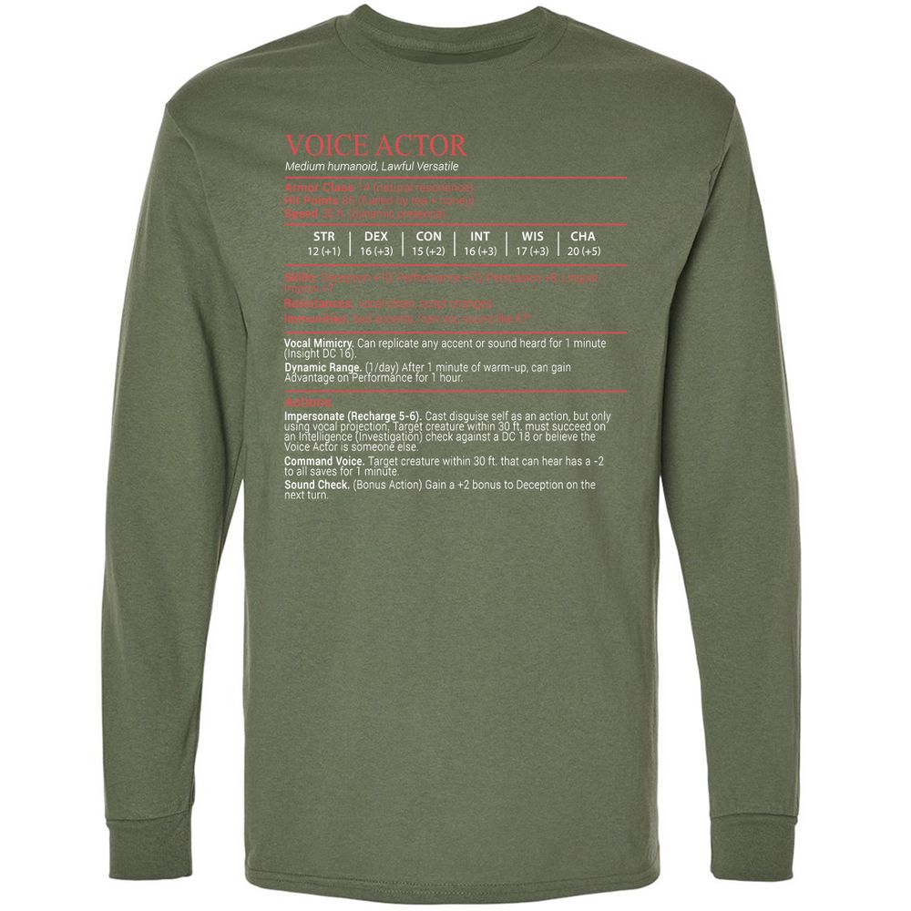 Voice Actor Stats Block - Military Green - 9