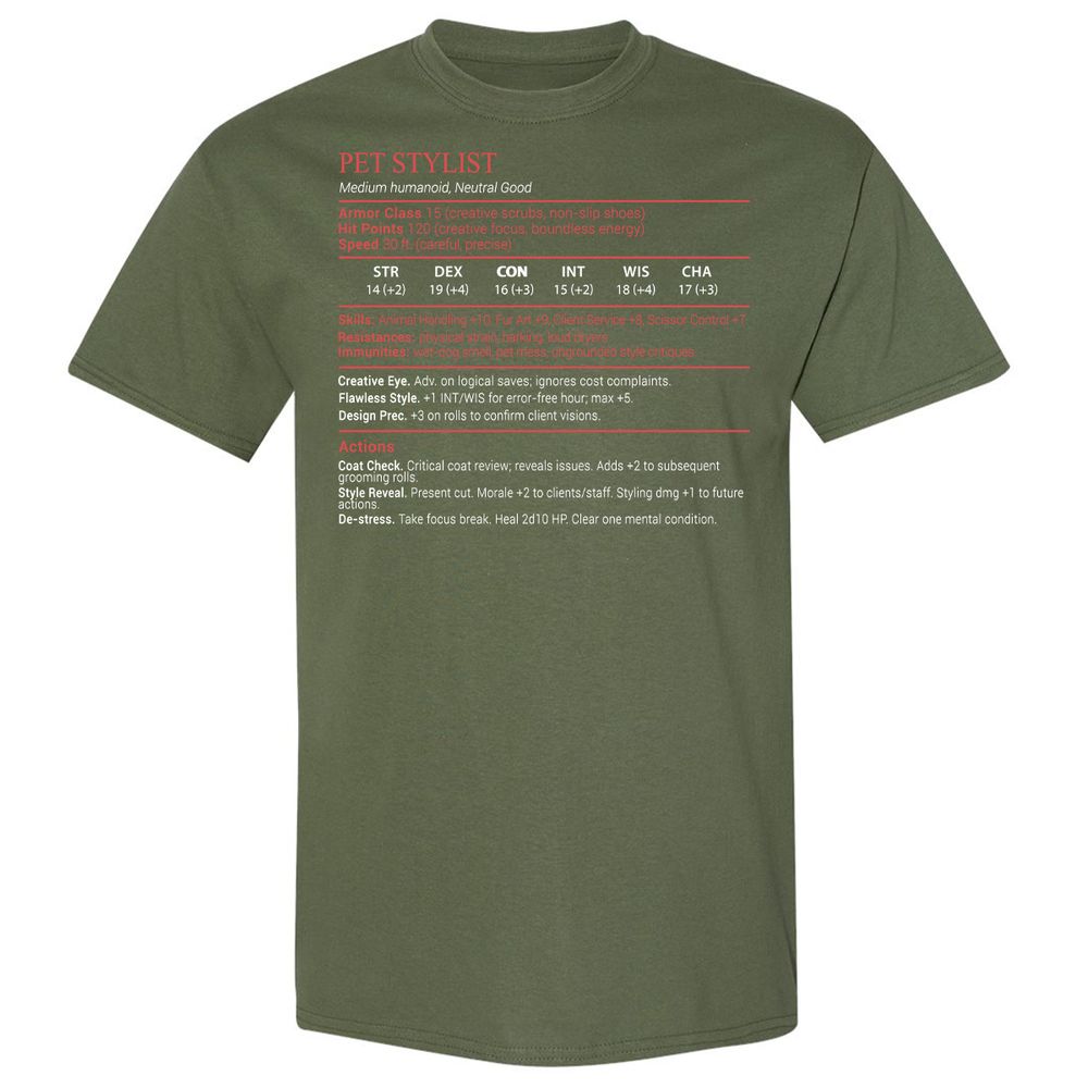 Pet Stylist Stats Block - Military Green - 9