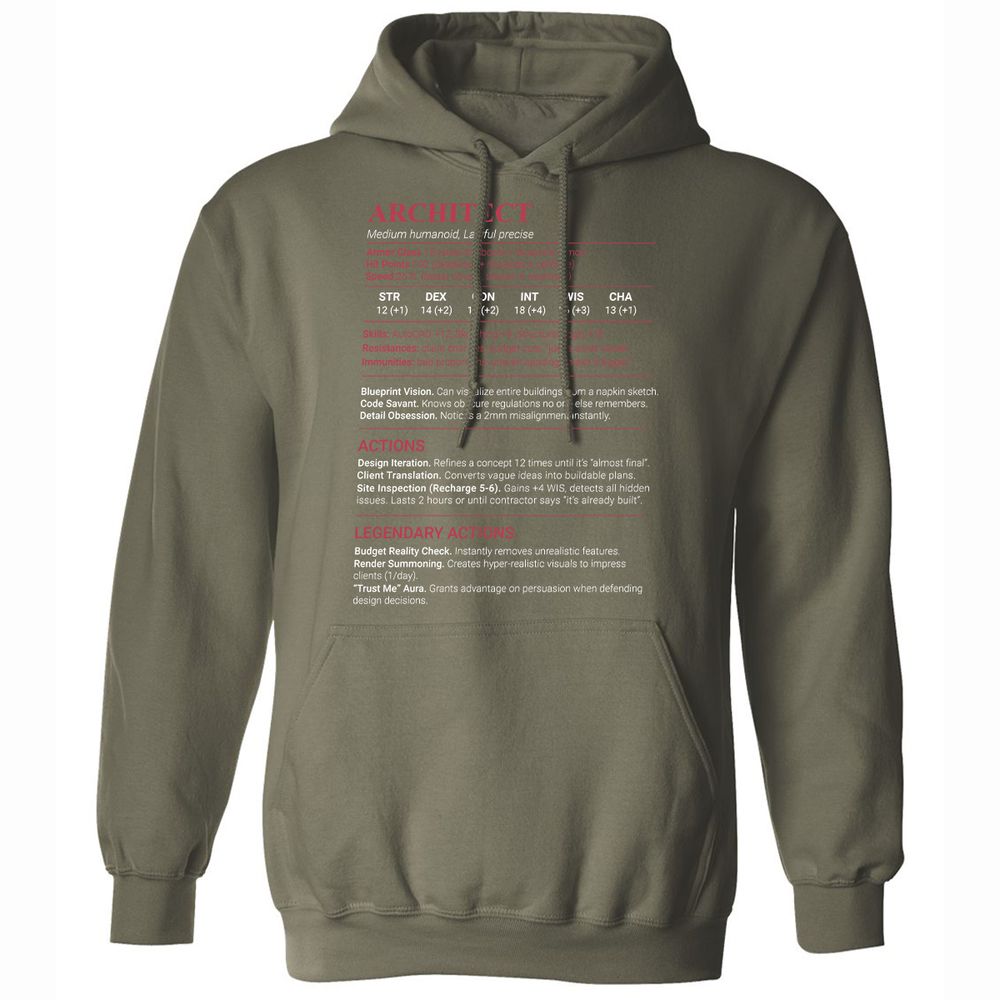 Architect Stats Classic Unisex Hoodie - Military Green - 9