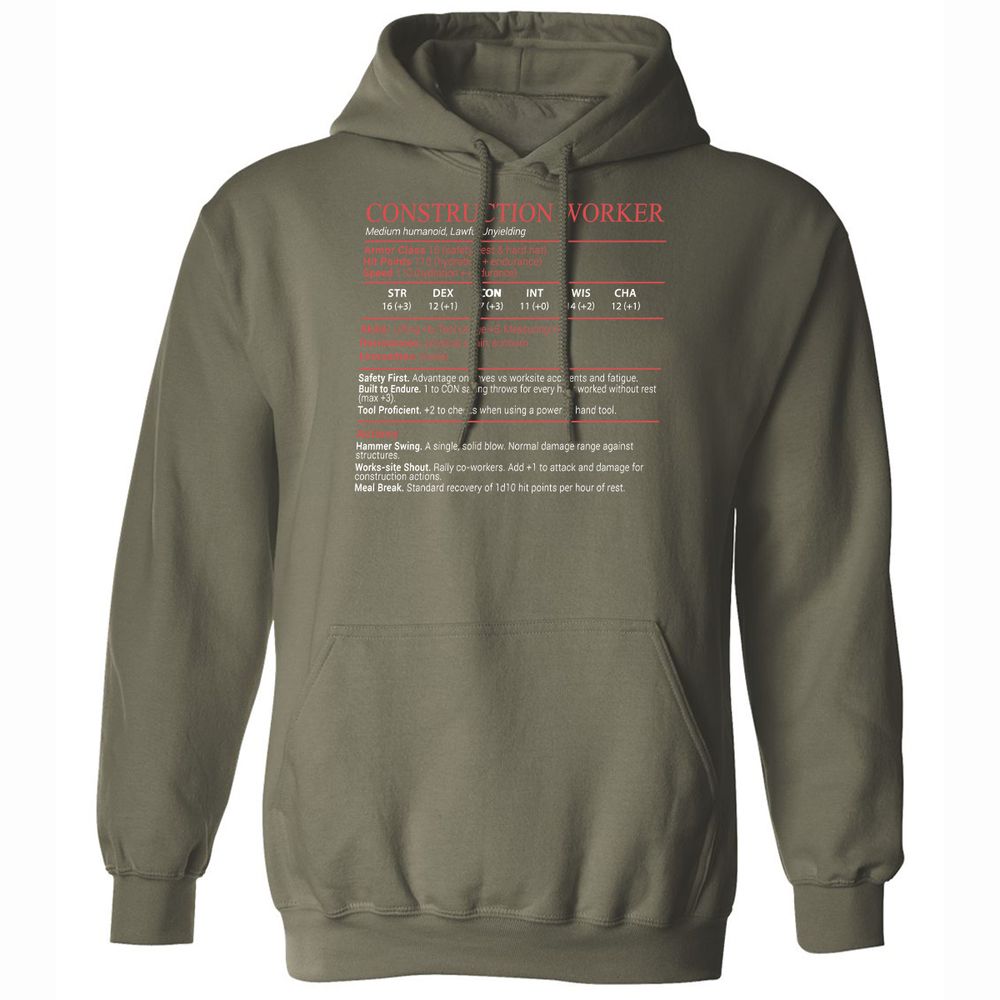 Construction Worker Stats Block - Military Green - 9