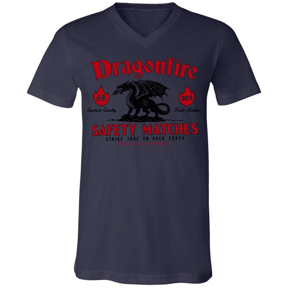 Dragonfire Unisex V-Neck T-Shirt - Navy - 9