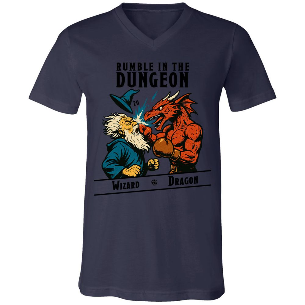 Rumble in the Dungeon Unisex V-Neck T-Shirt - Navy - 9