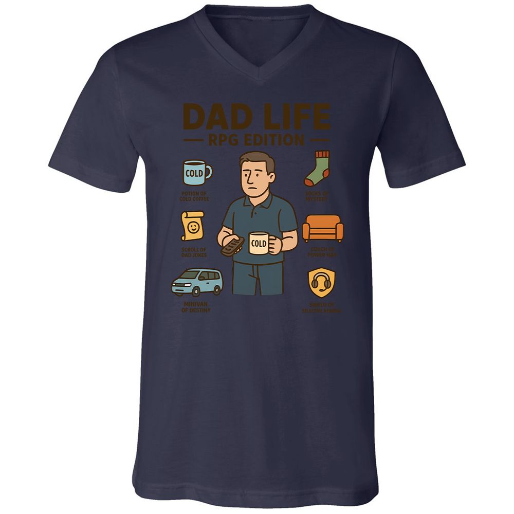 Dad Life RPG Edition Unisex V-Neck T-Shirt - Navy - 9
