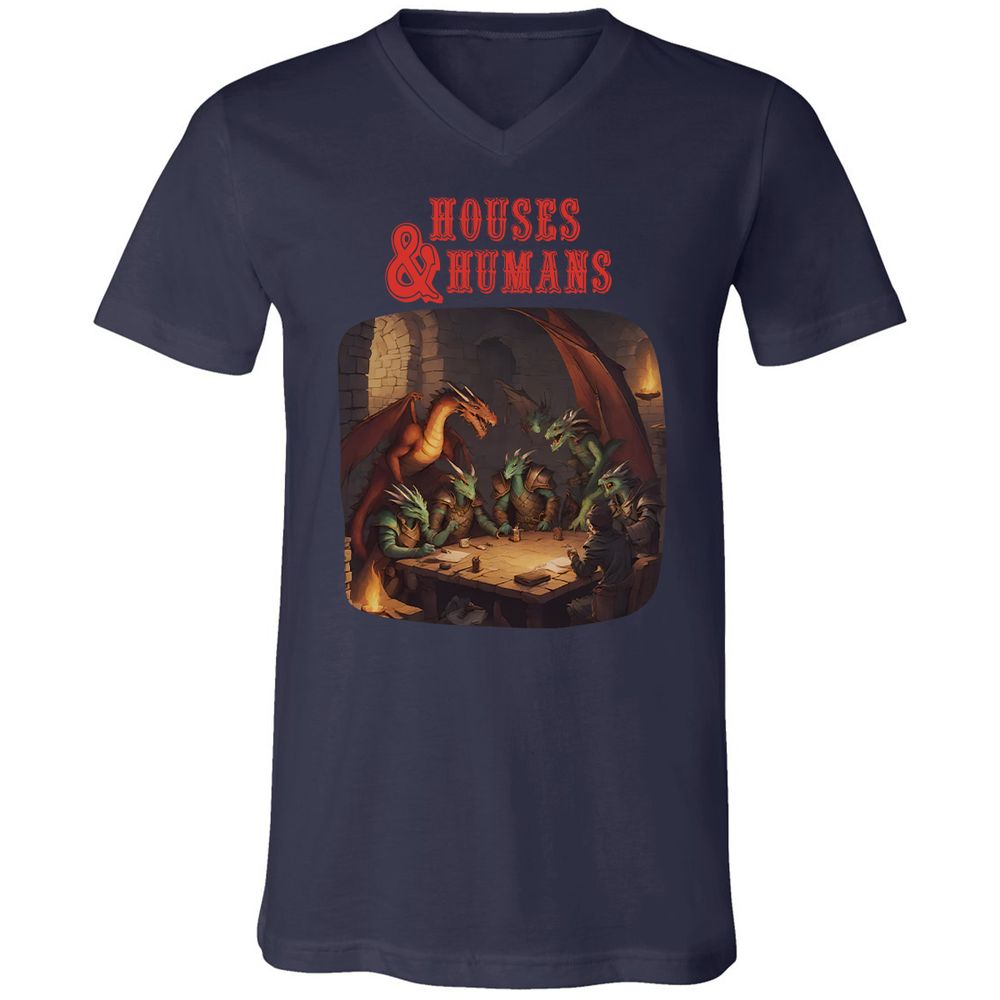 Houses And Humans Unisex V-Neck T-Shirt - Navy - 9