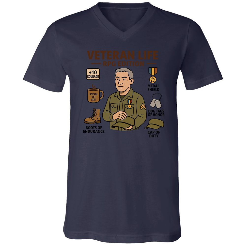 Veteran Life RPG Edition Unisex V-Neck T-Shirt - Navy - 9