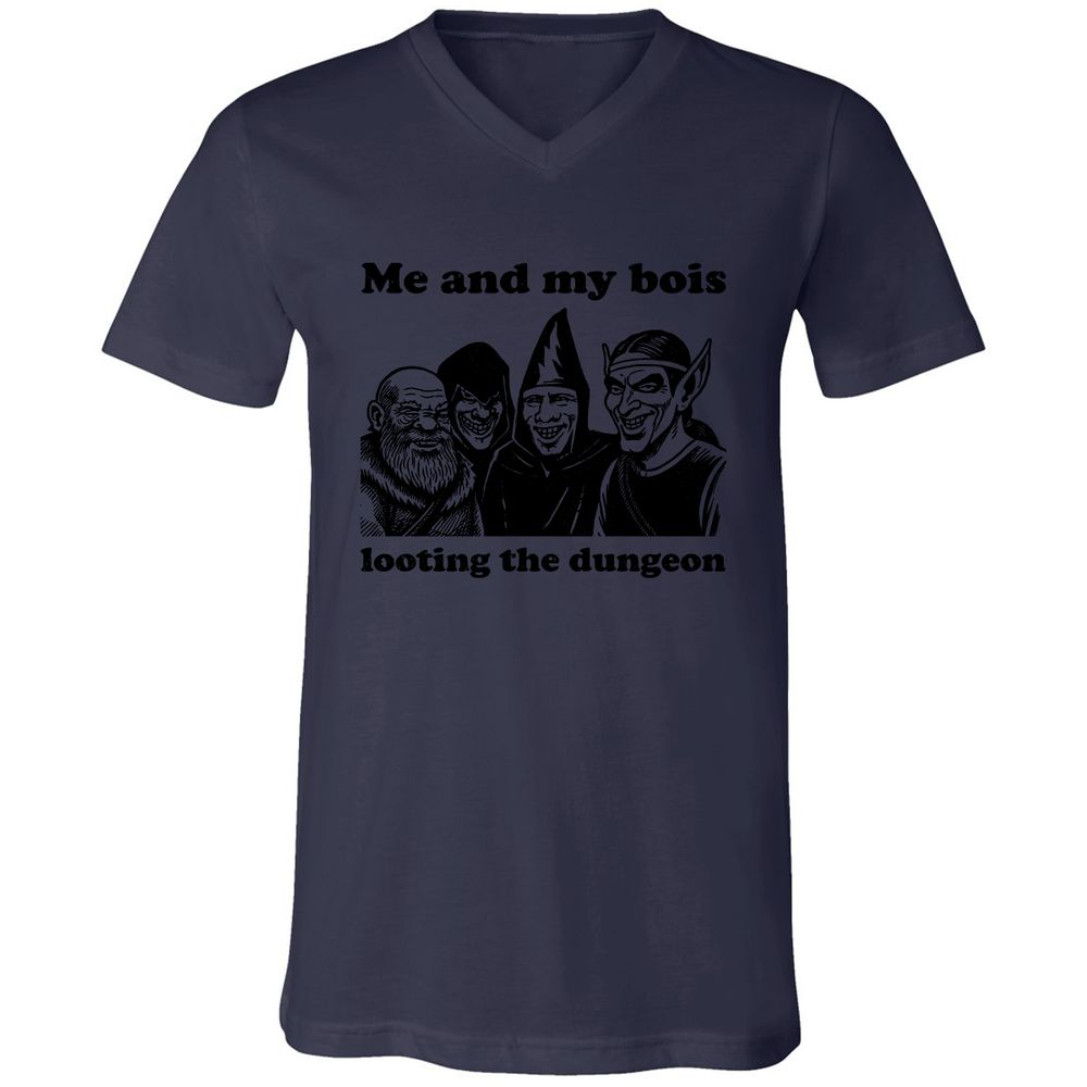 Me and my bois looting the dungeon Unisex V-Neck T-Shirt - Navy - 9