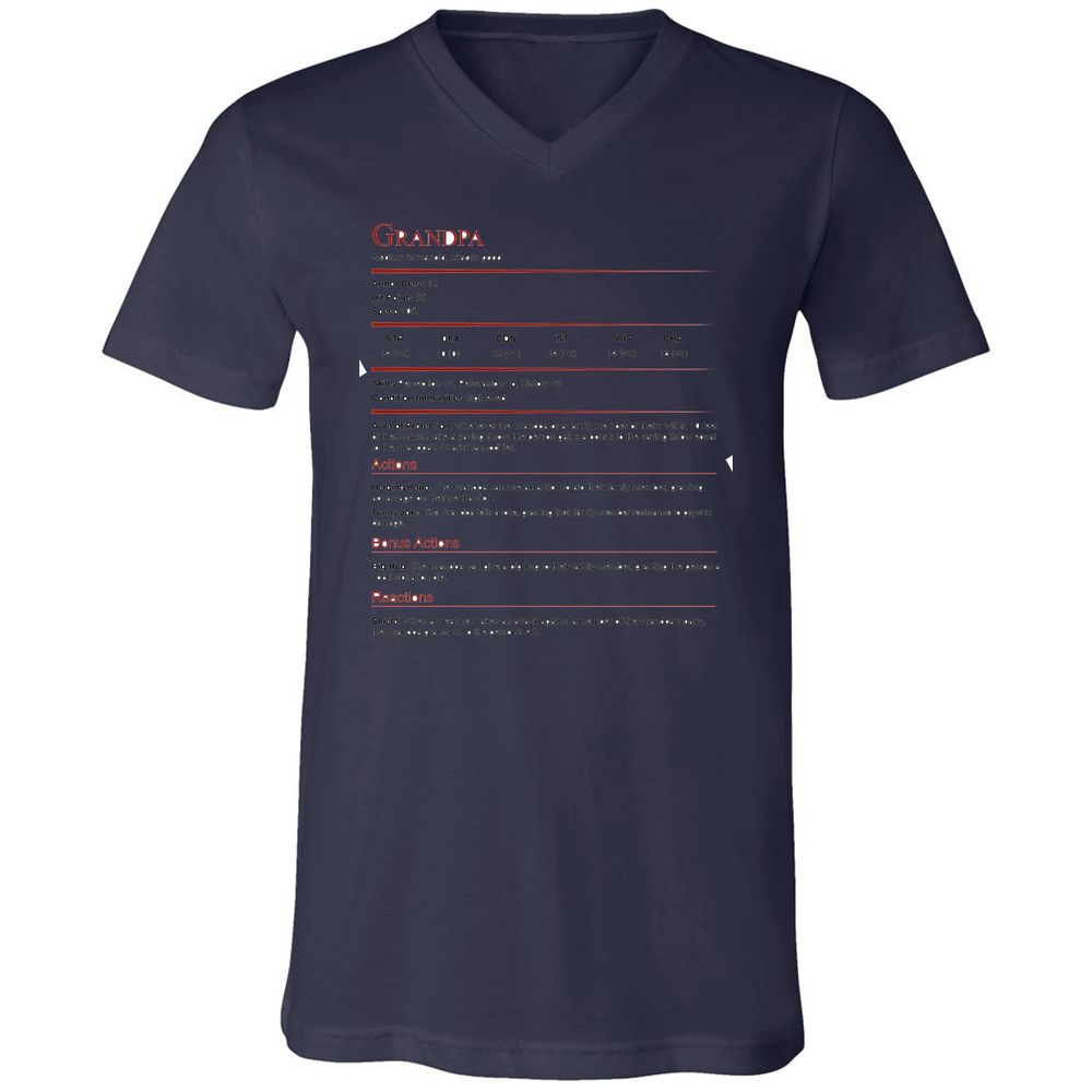 Grandpa Stat Block Unisex V-Neck T-Shirt - Navy - 9
