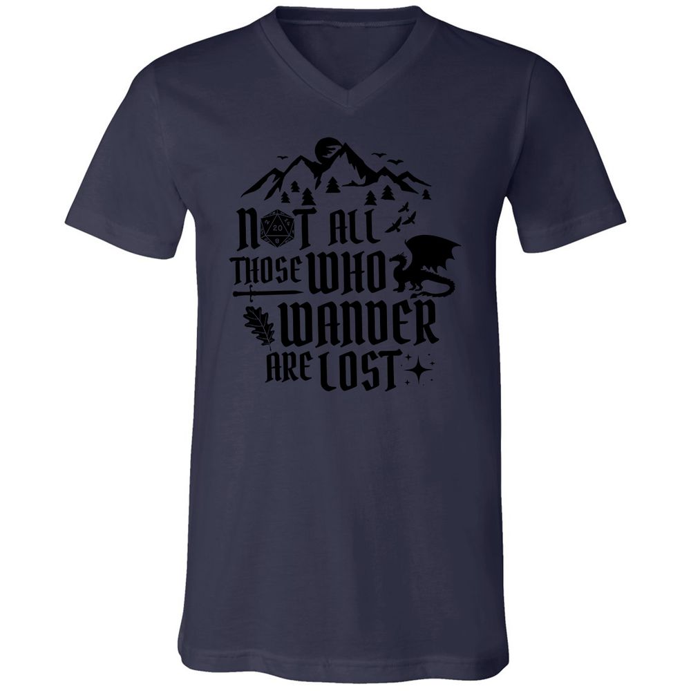 Not All Those Who Wander Are Lost Unisex V-Neck T-Shirt - Navy - 9