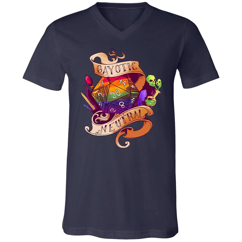 Gayotic Neutral Unisex V-Neck T-Shirt - Navy - 9