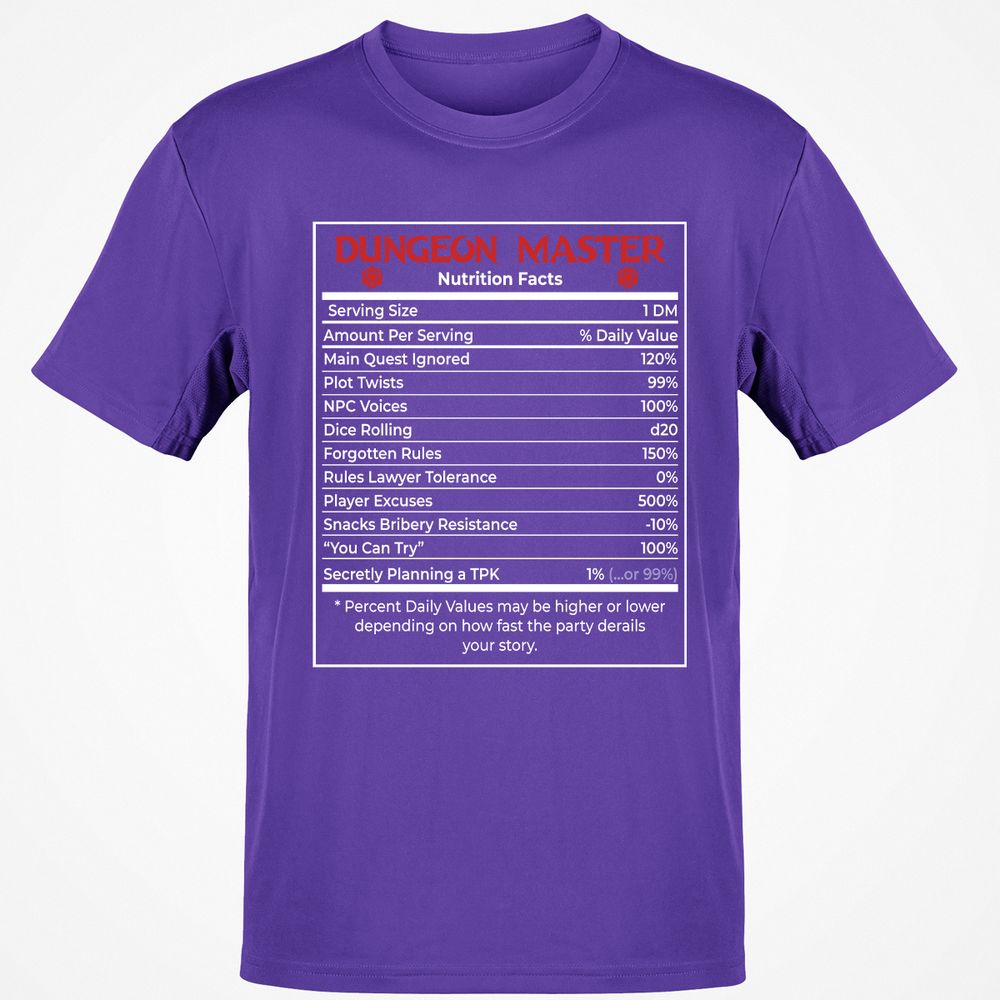 Dungeon Master Nutrition Facts Classic Unisex T-Shirt - Purple - 9
