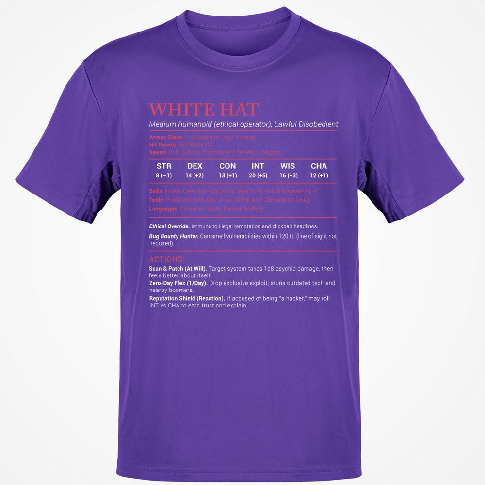 White Hat Stats Classic Unisex T-Shirt - Purple - 9