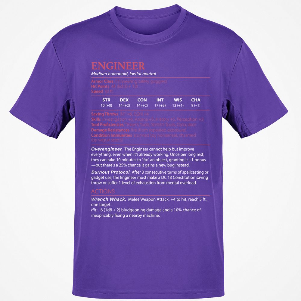 Engineer Stats Classic Unisex T-Shirt - Purple - 9