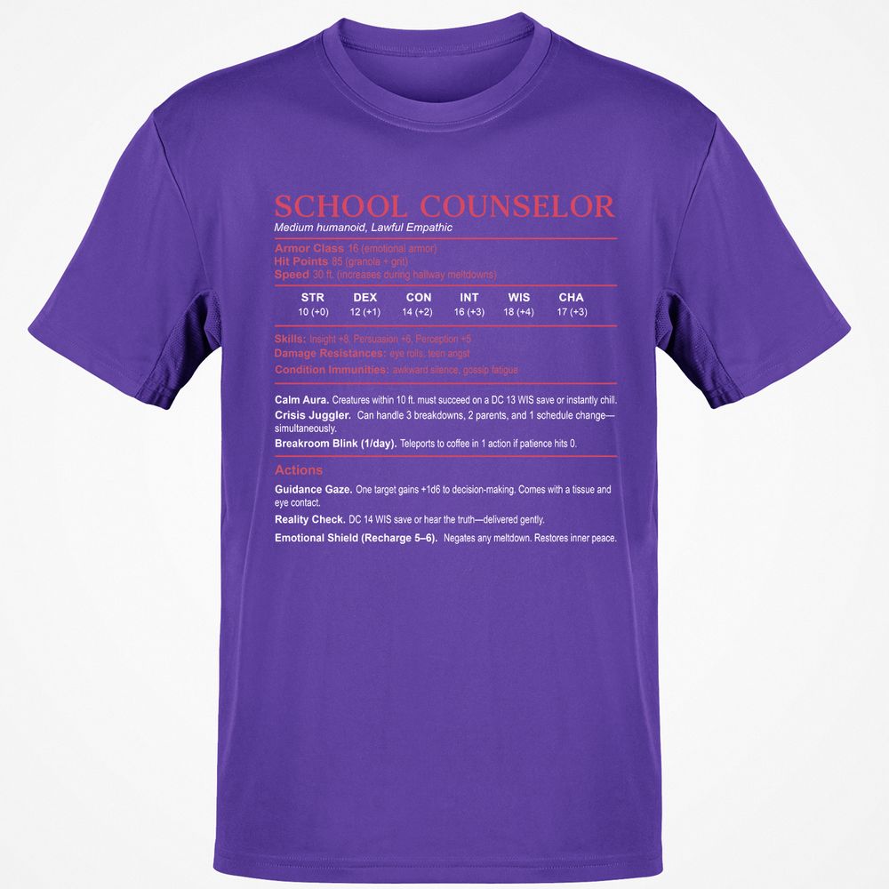School Counselor Stats Classic Unisex T-Shirt - Purple - 9