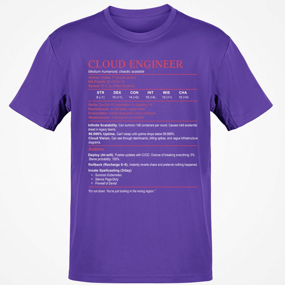 Cloud Engineer Stats Classic Unisex T-Shirt - Purple - 9