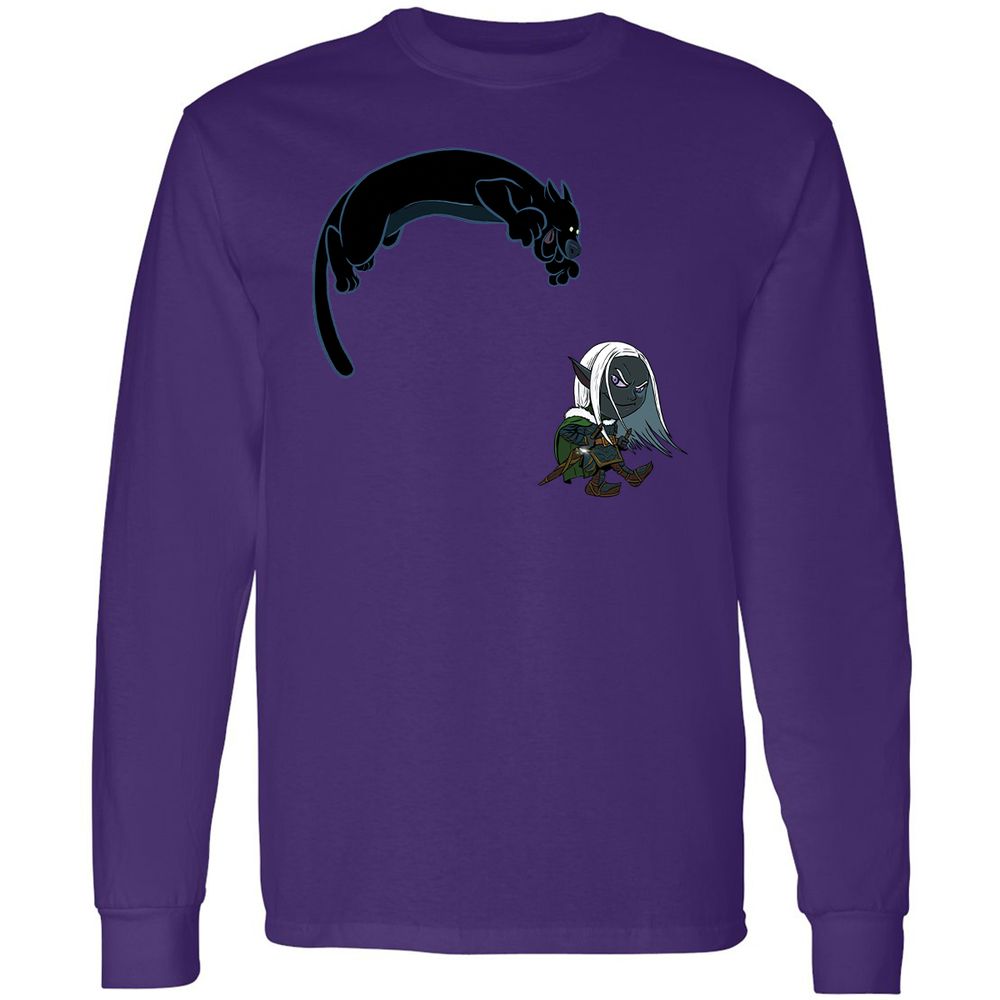 Drizzt and Guenhwyvar Long Sleeve T-Shirt - Purple - 9