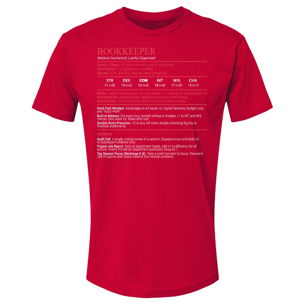 Bookkeepper Stats Block - Red - 9
