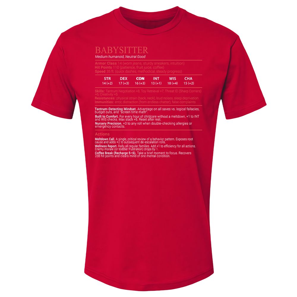 Baby Sitter Stats Block - Red - 9