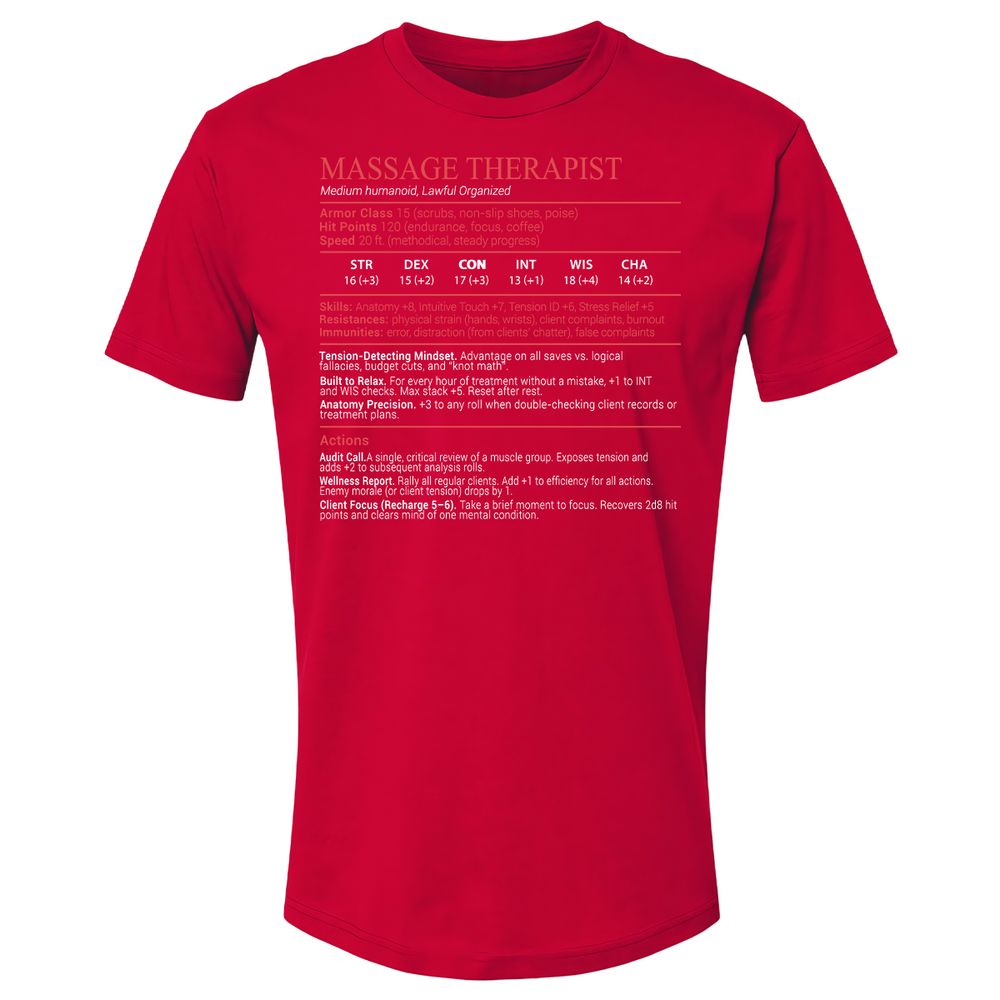 Massage Therapist Stats Block - Red - 9