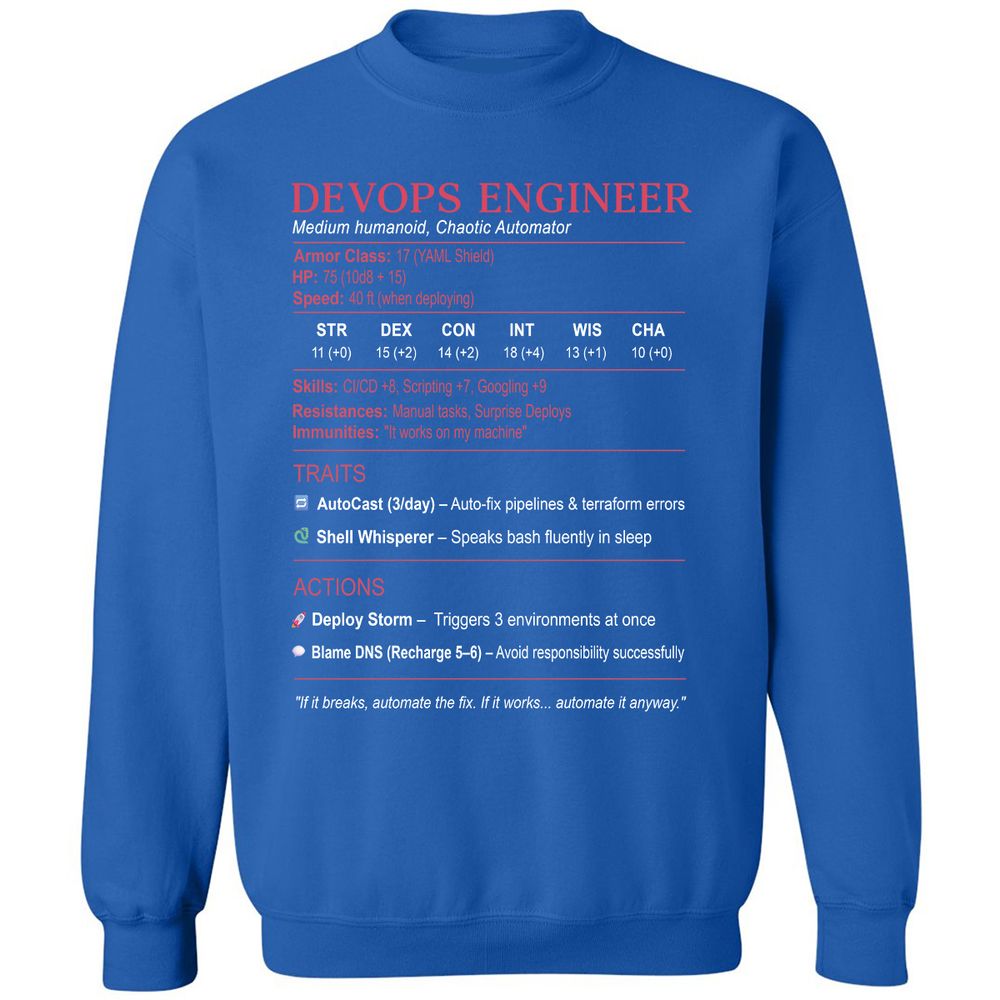 DevOps Engineer Stats Classic Unisex Sweatshirt - Royal - 9
