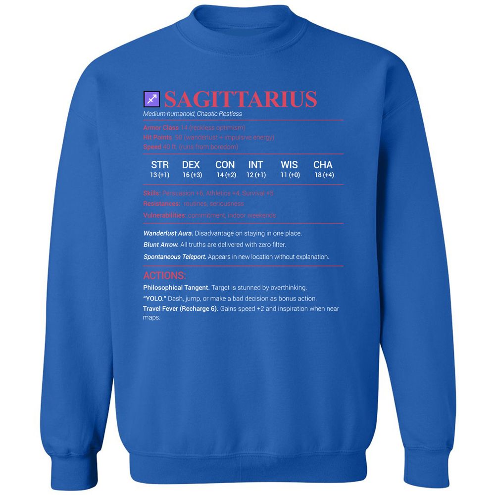 Sagittarius Stats Classic Unisex Sweatshirt - Royal - 9