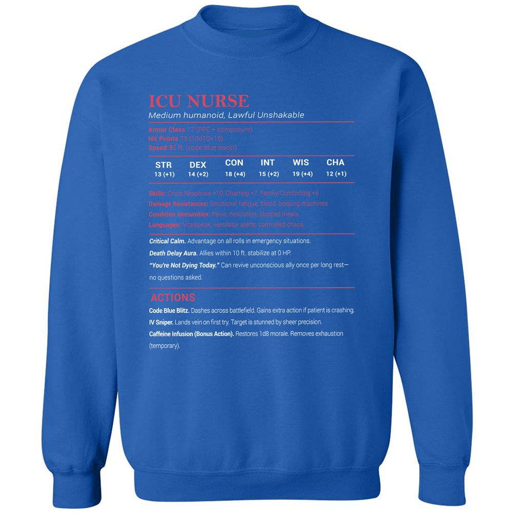 ICU Nurse Stats Classic Unisex Sweatshirt - Royal - 9