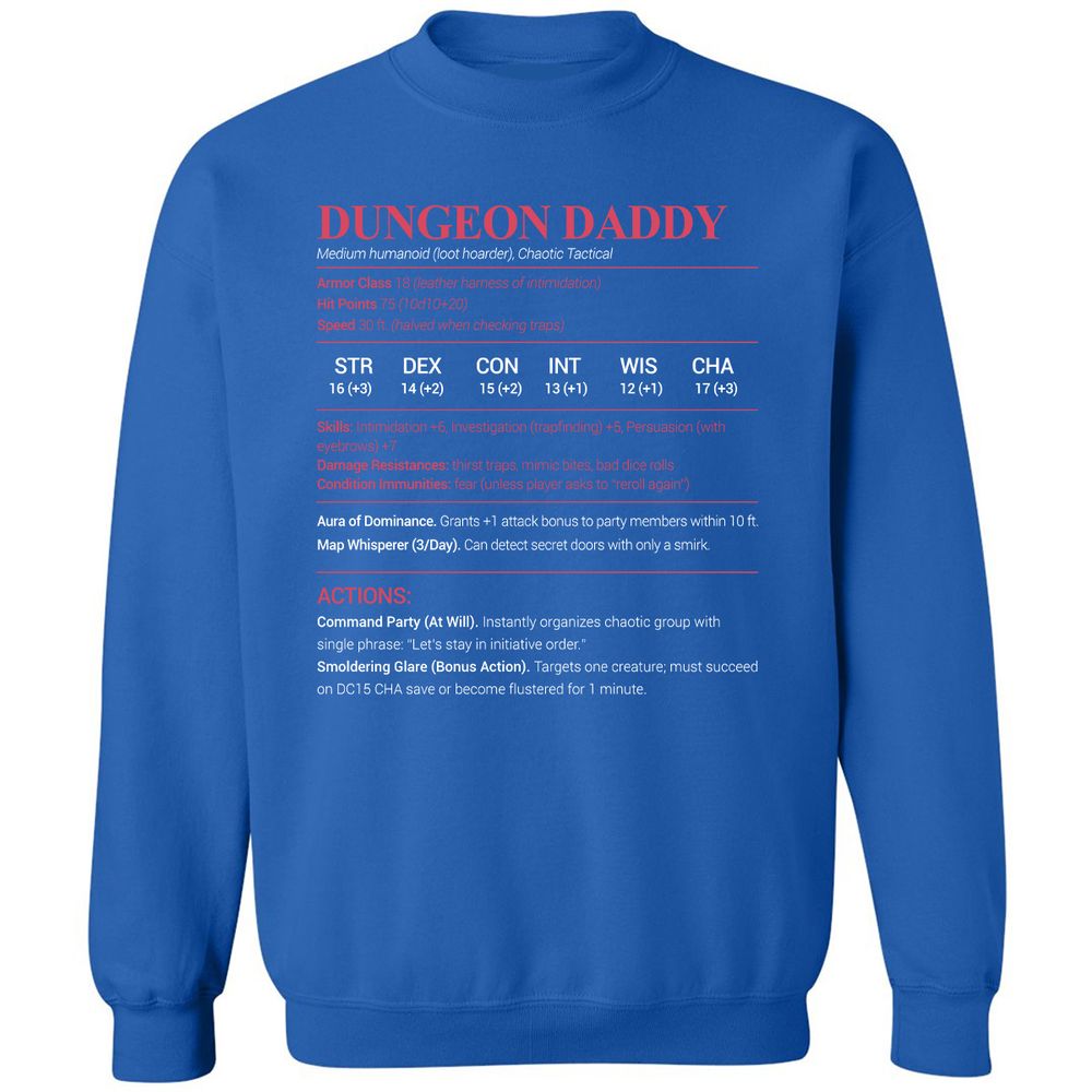 Dungeon Daddy Stats Classic Unisex Sweatshirt - Royal - 9