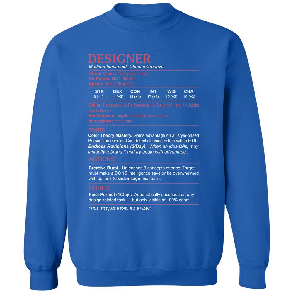Designer Stats Classic Unisex Sweatshirt - Royal - 9