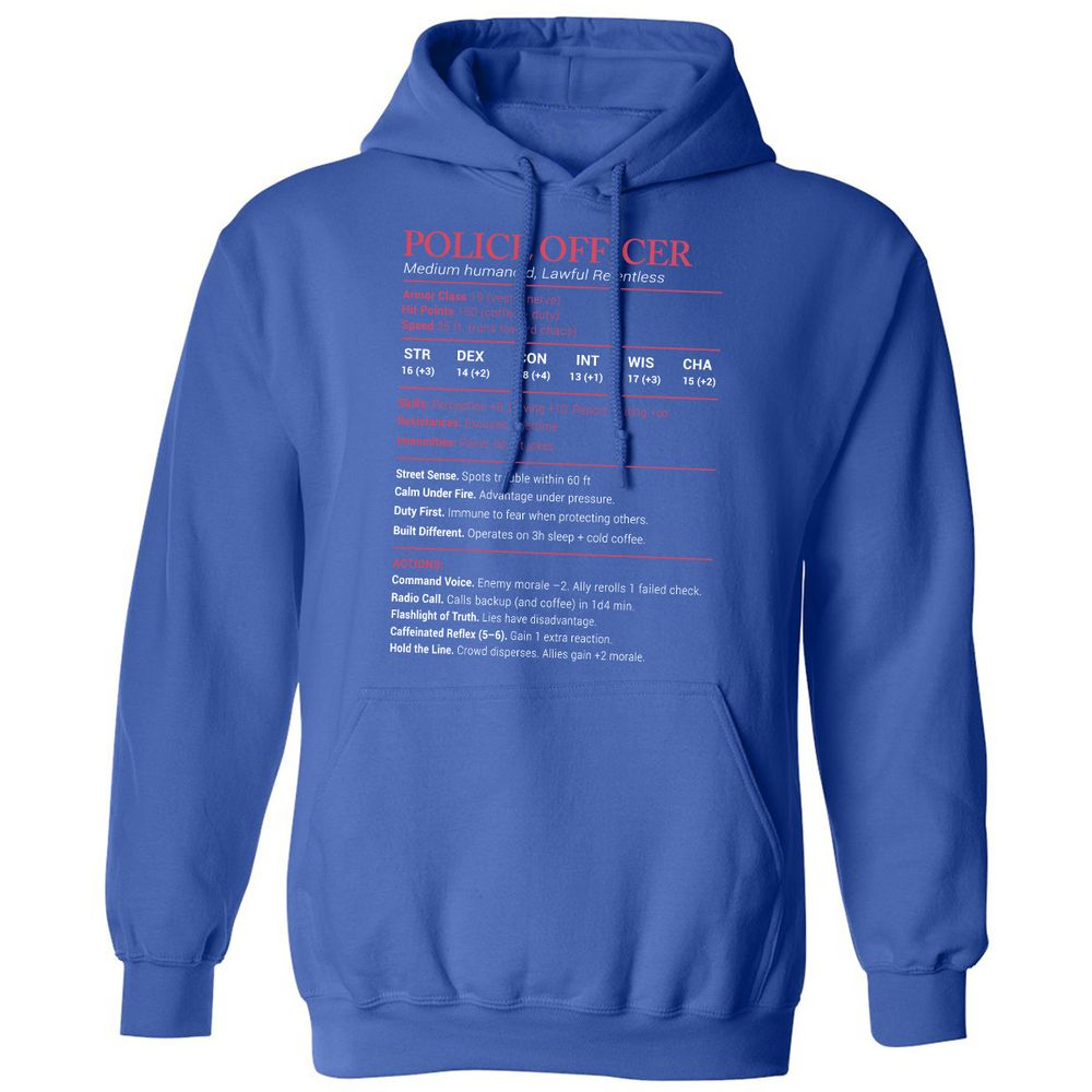 Police Officer Stats Classic Unisex Hoodie - Royal - 9