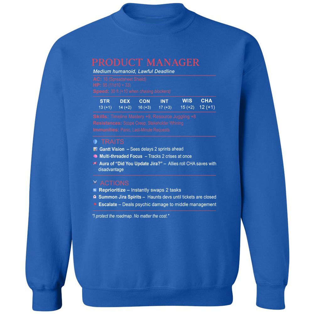 Product Manager Stats (PM) Classic Unisex Sweatshirt - Royal - 9
