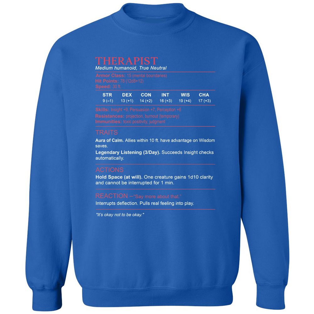 Therapist Stats Classic Unisex Sweatshirt - Royal - 9