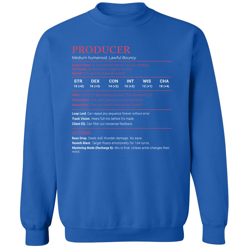 Producer Stats Classic Unisex Sweatshirt - Royal - 9
