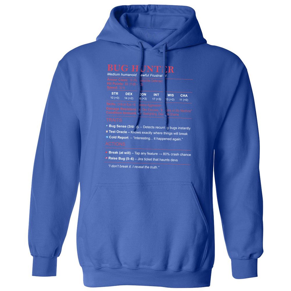 Tester Stats (Bug Hunter) Classic Unisex Hoodie - Royal - 9