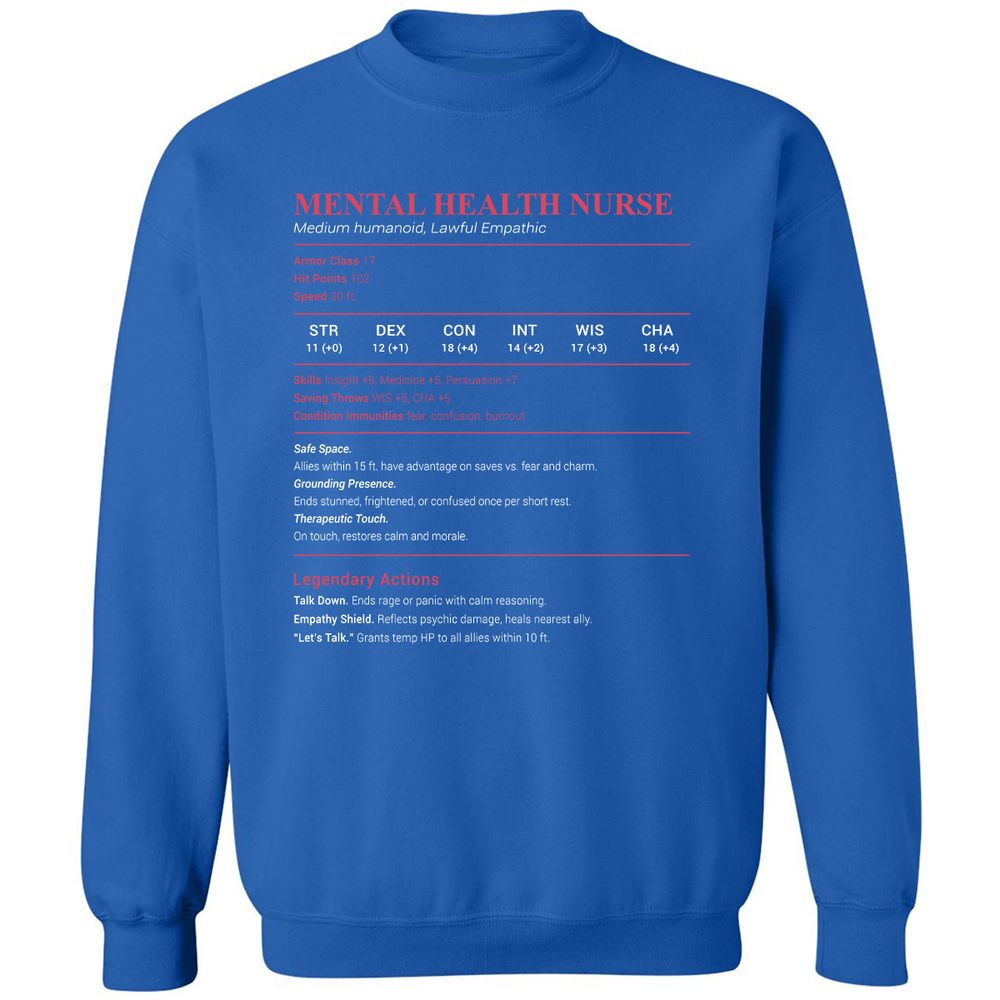 Mental Health Nurse Stats Classic Unisex Sweatshirt - Royal - 9