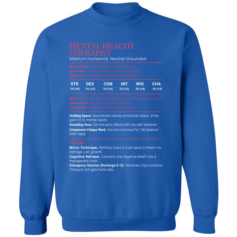 Mental Health Therapist Stats Classic Unisex Sweatshirt - Royal - 9