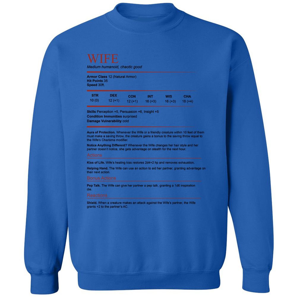 Wife White Classic Unisex Sweatshirt - Royal - 9