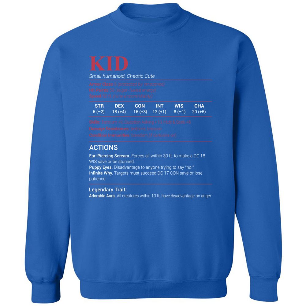 Kid Stats Classic Unisex Sweatshirt - Royal - 9